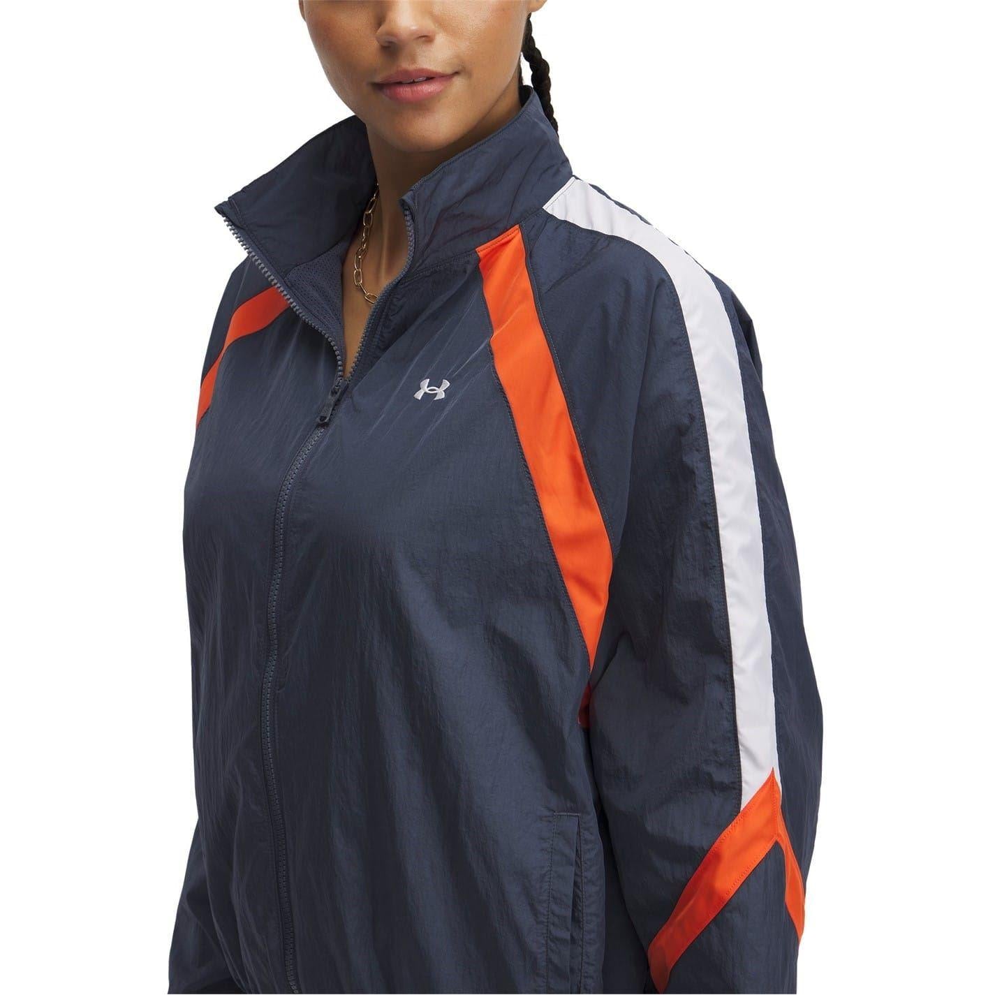Grey - Side - Under Armour Womens-Ladies Icon Crinkle Jacket