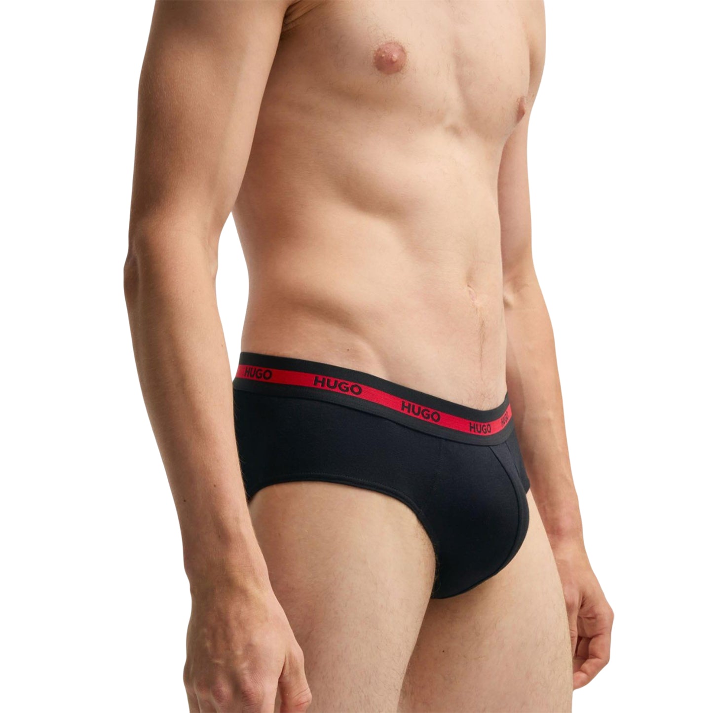 Red-Black-White - Side - Hugo Mens Low Rise Briefs (Pack of 4)