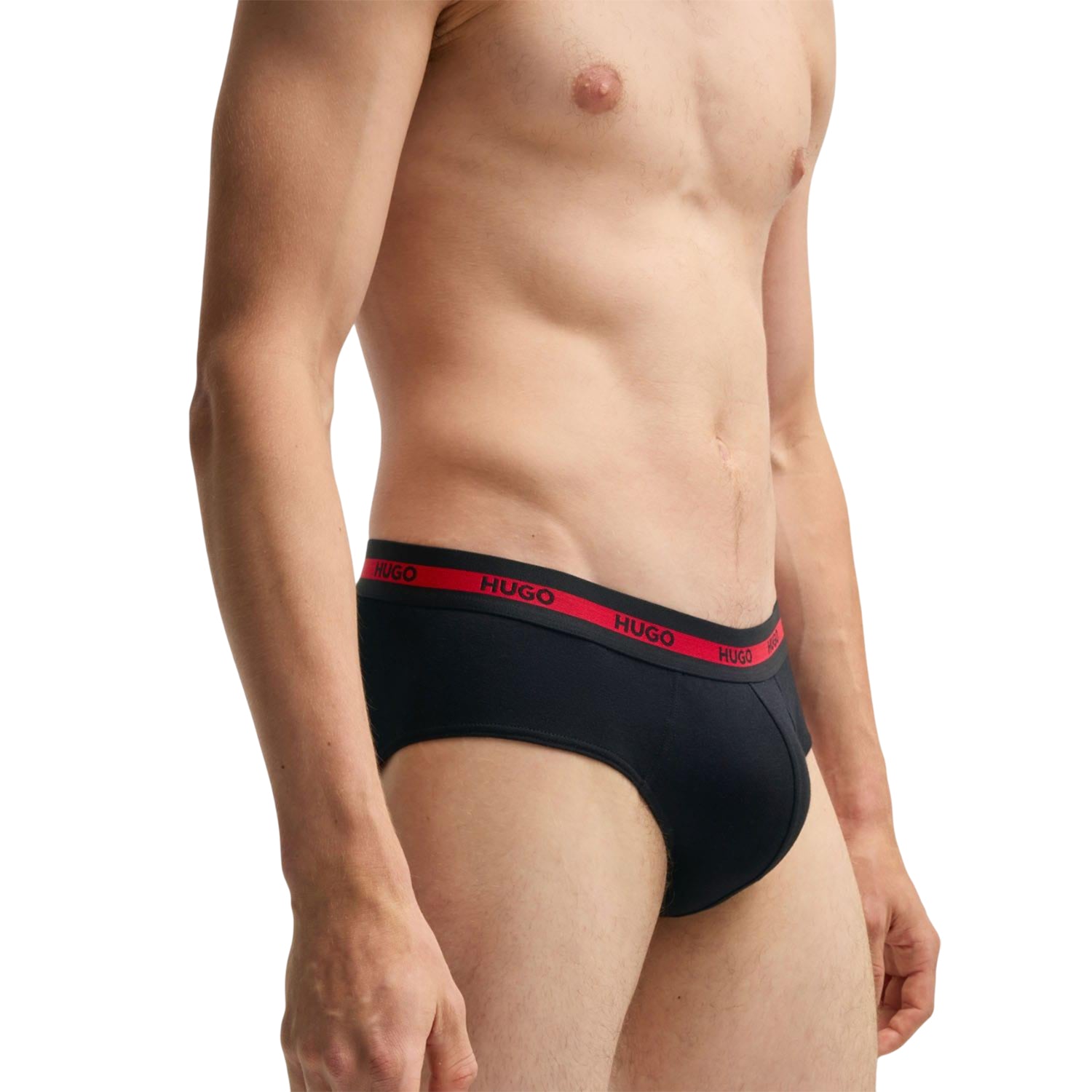 Red-Black-White - Side - Hugo Mens Low Rise Briefs (Pack of 4)