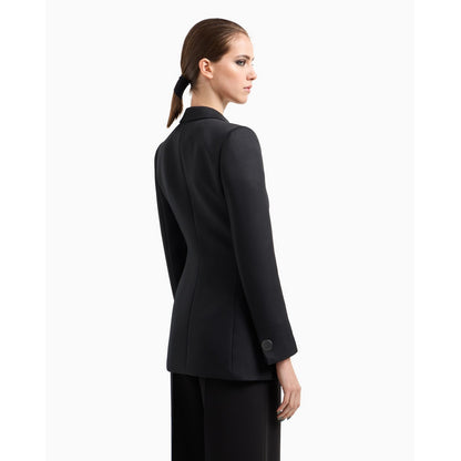 Black - Back - Armani Exchange Womens-Ladies Plain Blazer