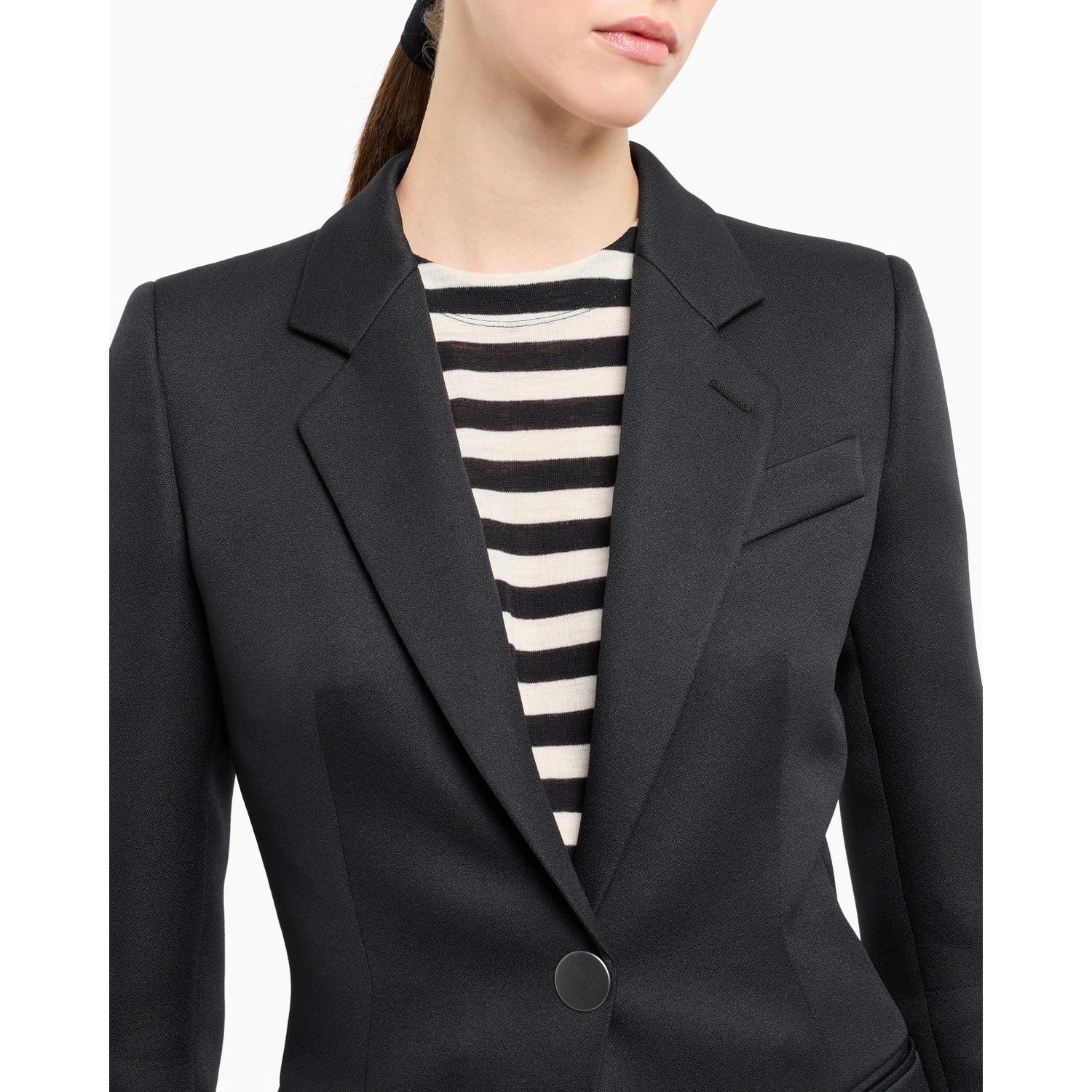 Black - Side - Armani Exchange Womens-Ladies Plain Blazer