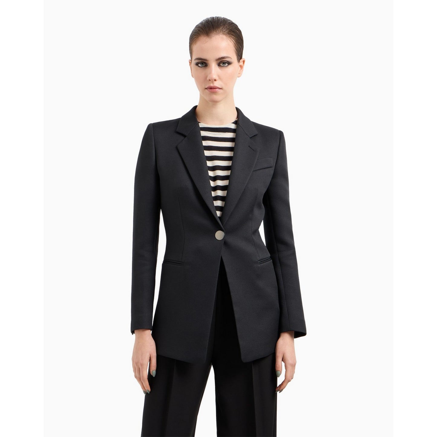 Black - Lifestyle - Armani Exchange Womens-Ladies Plain Blazer