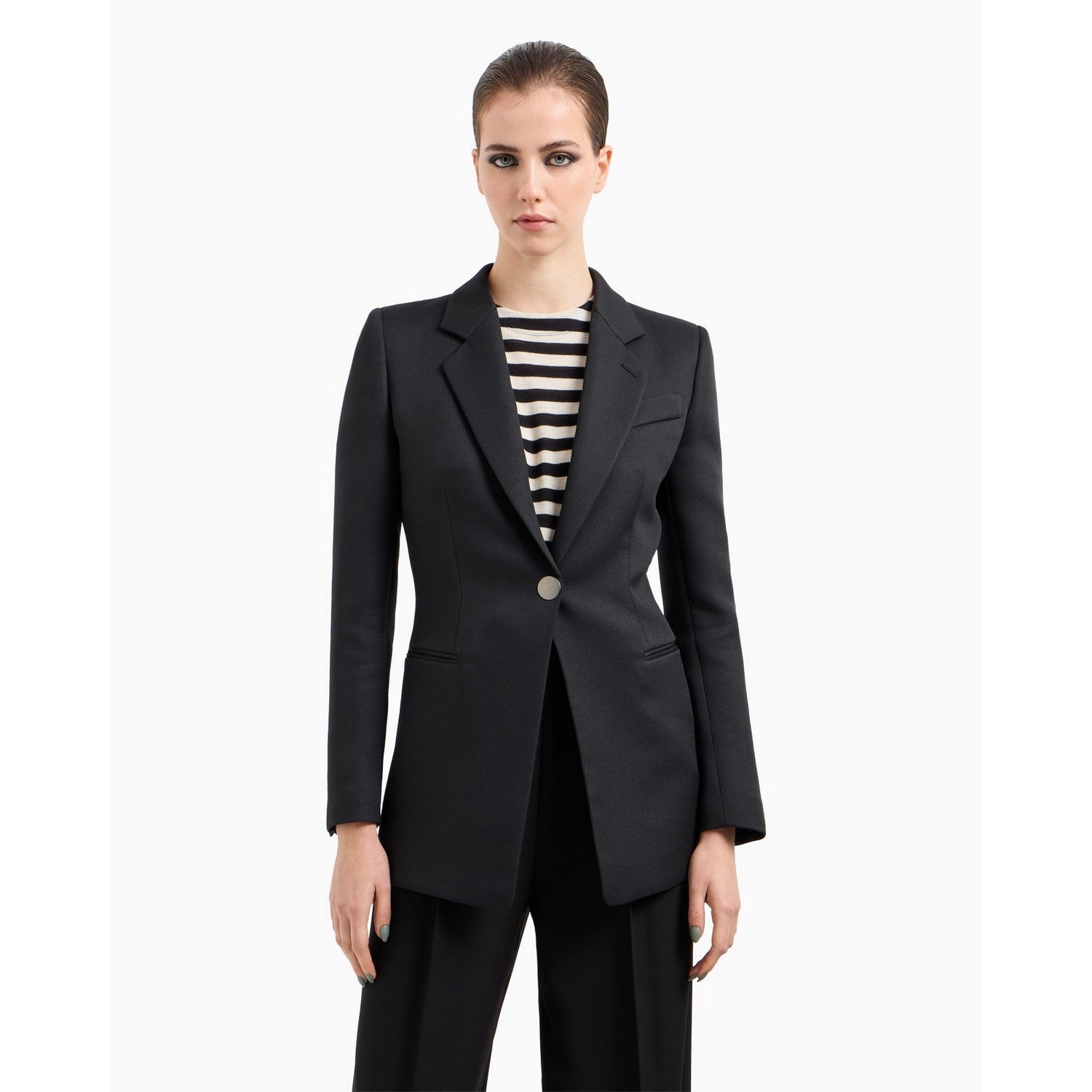 Black - Lifestyle - Armani Exchange Womens-Ladies Plain Blazer