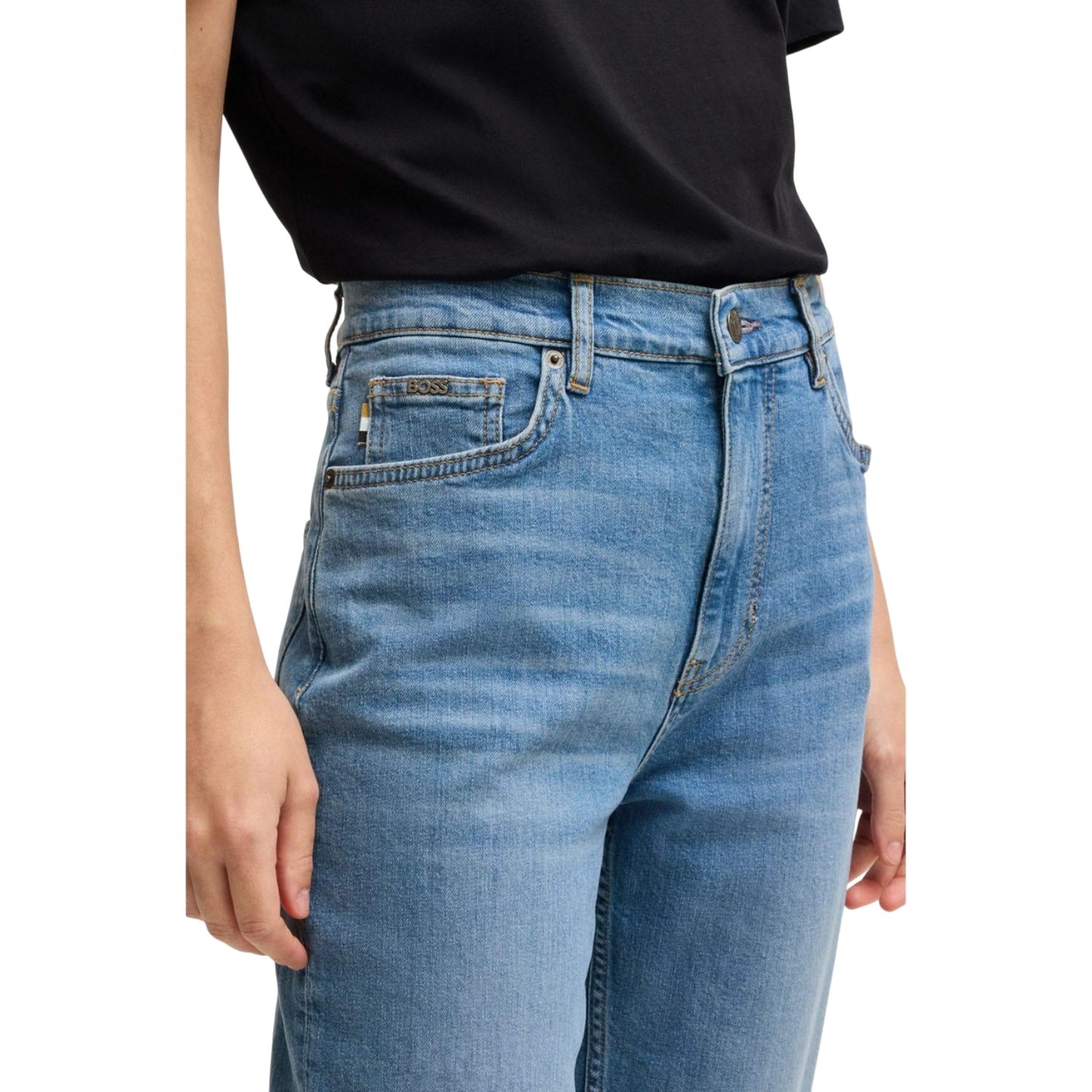 Blue - Side - Boss Womens-Ladies Ada High Waist Jeans