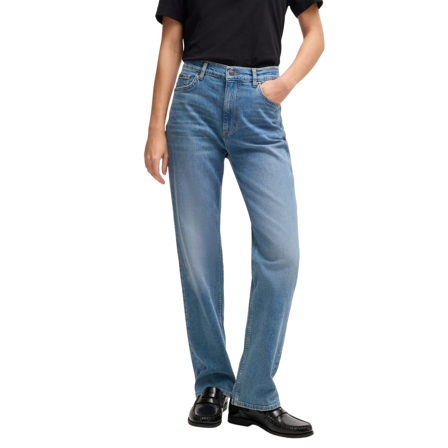 Blue - Lifestyle - Boss Womens-Ladies Ada High Waist Jeans