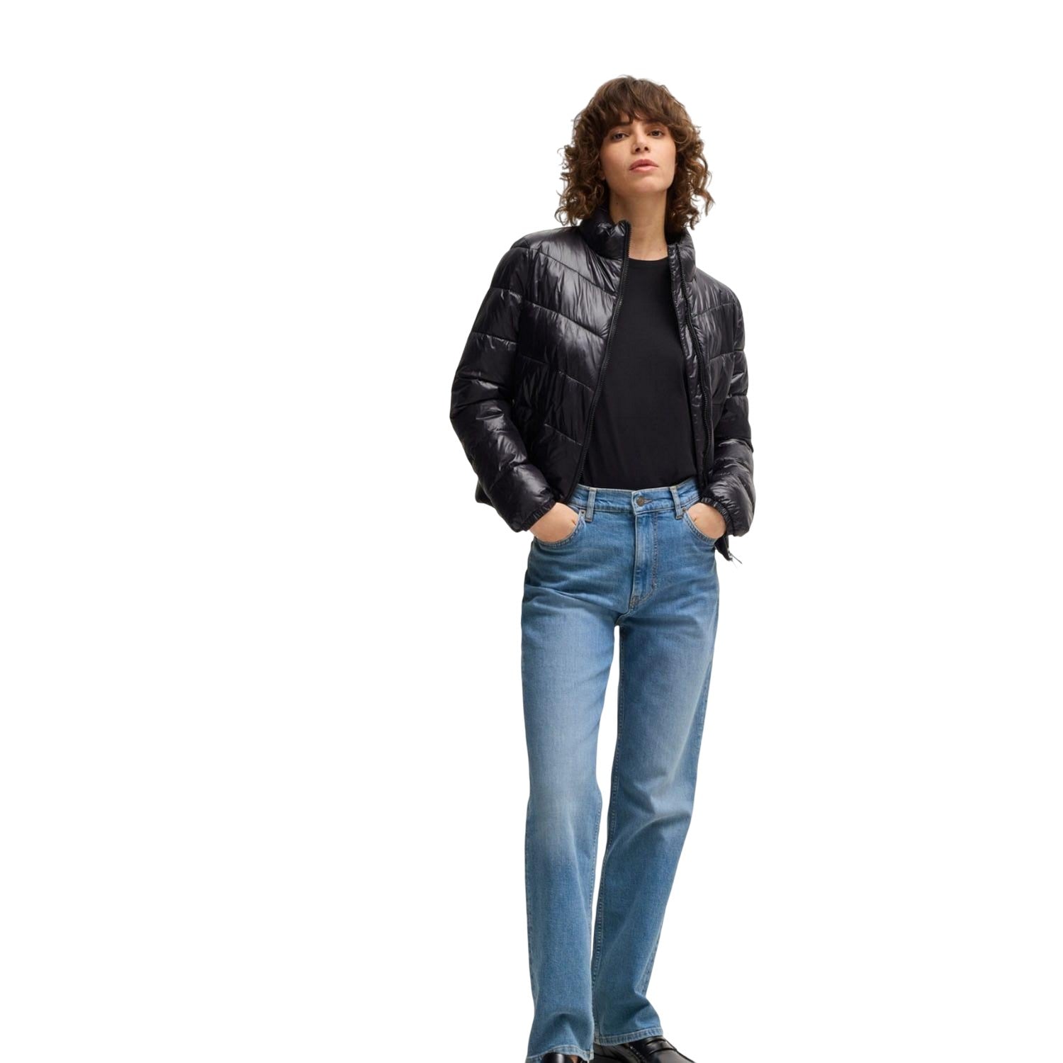 Blue - Pack Shot - Boss Womens-Ladies Ada High Waist Jeans