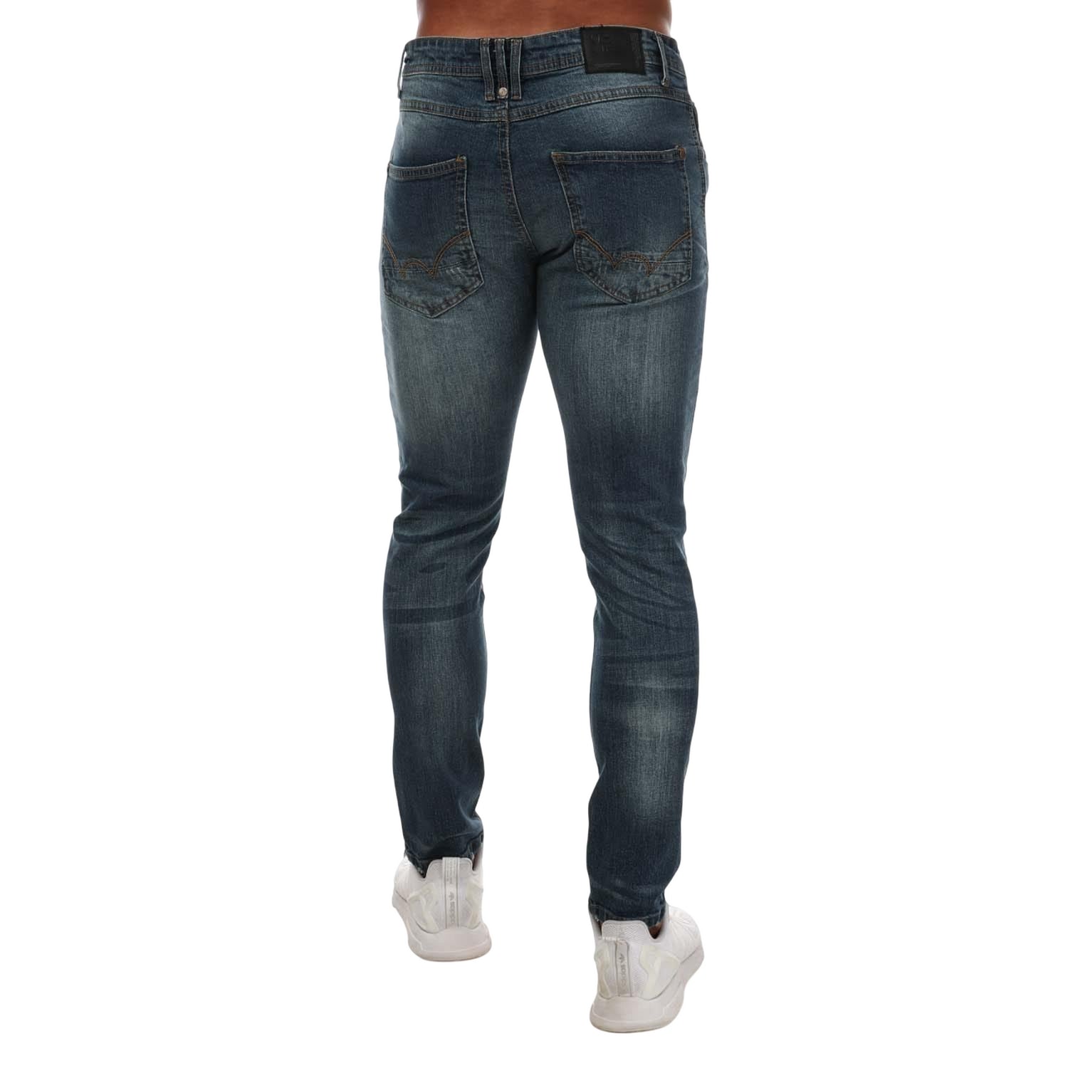 Stone - Back - Duck and Cover Mens Tranfold Slim Jeans