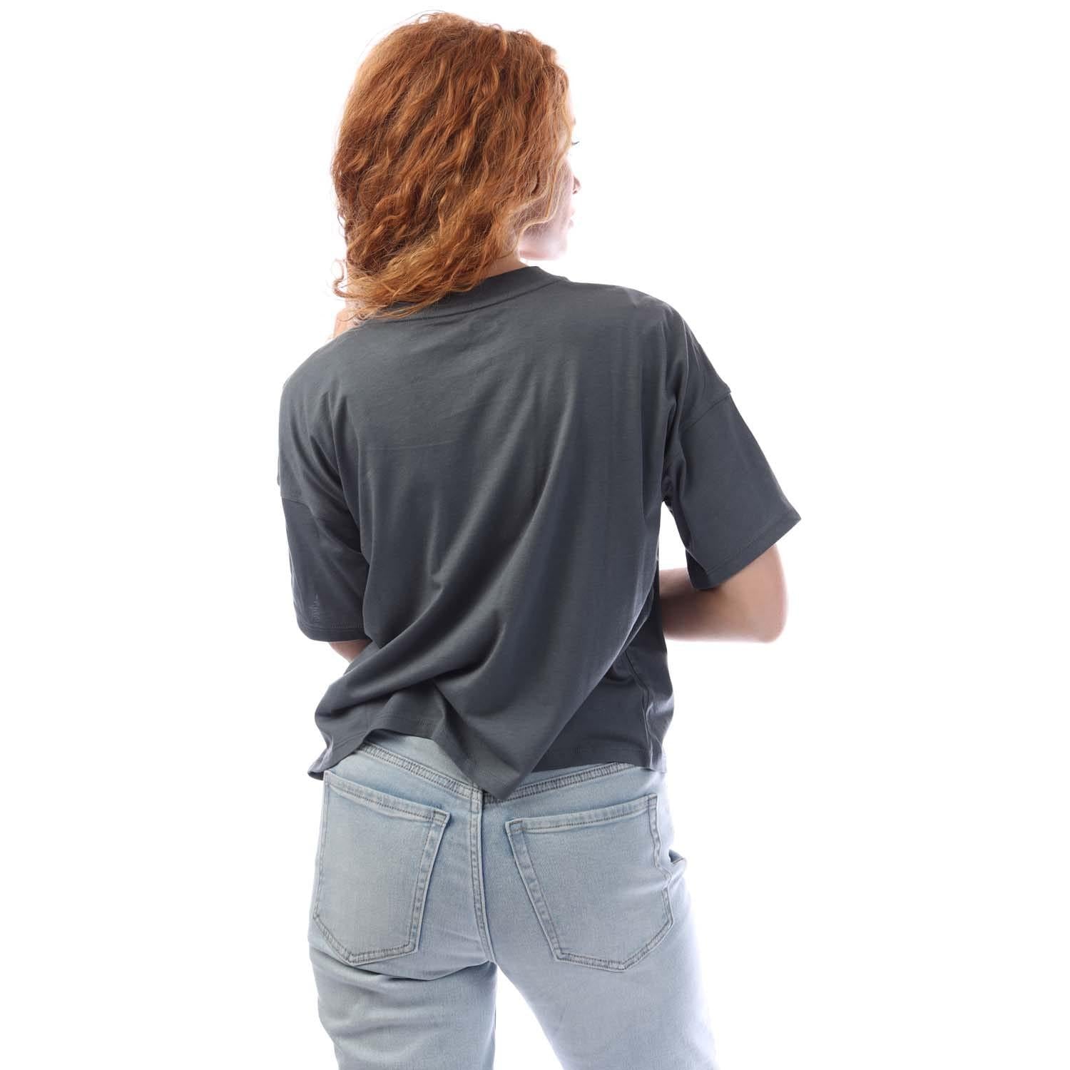 Silver - Side - DKNY Womens-Ladies Foil Logo T-Shirt