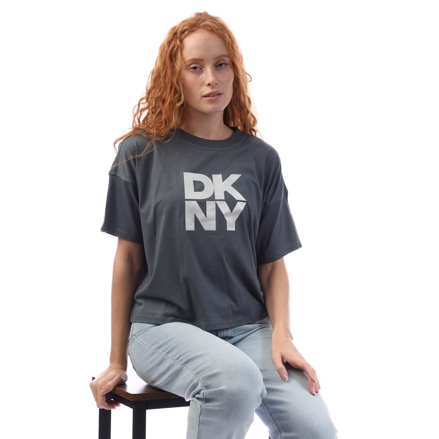 Silver - Lifestyle - DKNY Womens-Ladies Foil Logo T-Shirt