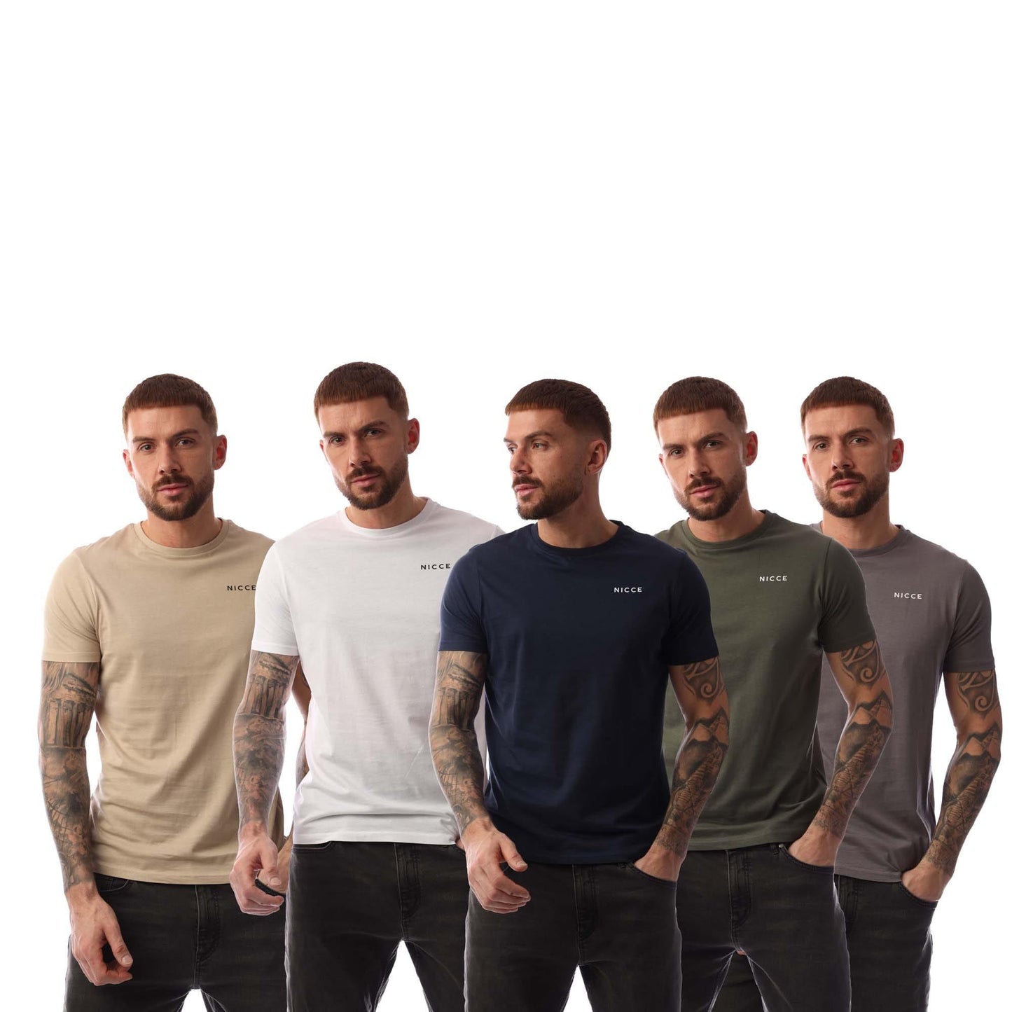 Multicoloured - Front - Nicce Mens Buena T-Shirt (Pack of 5)