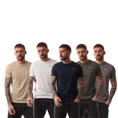 Multicoloured - Front - Nicce Mens Buena T-Shirt (Pack of 5)