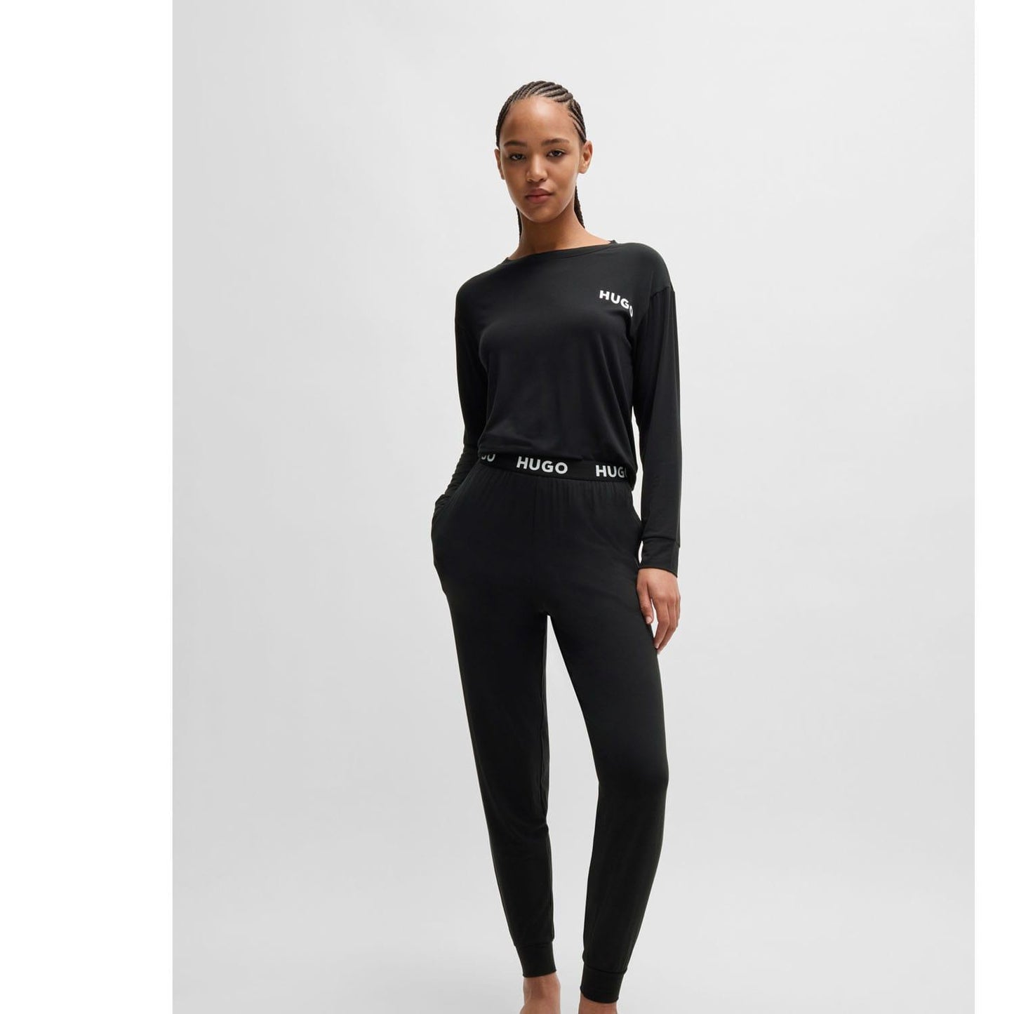 Black - Lifestyle - Hugo Womens-Ladies Unite Plain Pyjama Bottoms