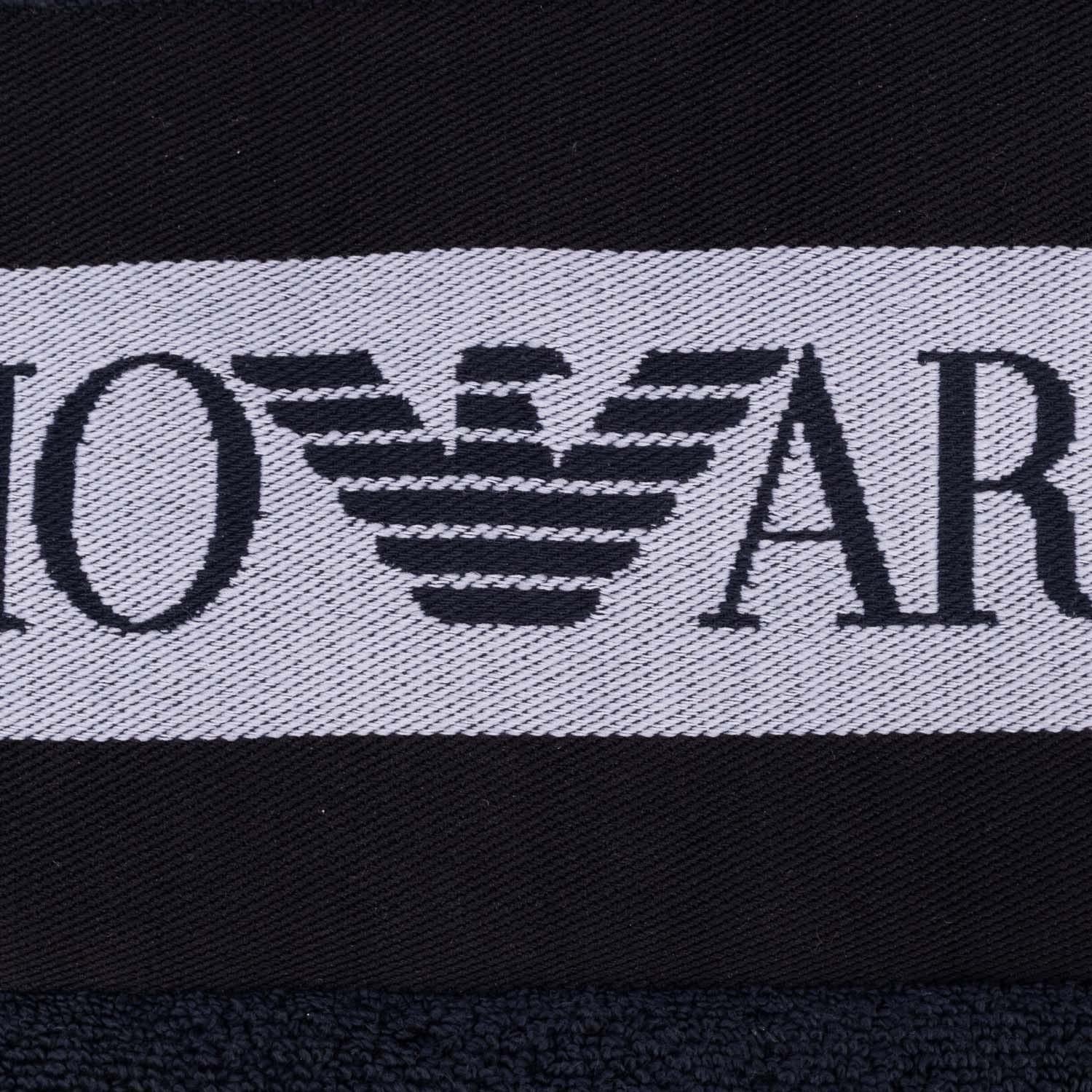 Navy - Back - Emporio Armani Big Logo Woven Towel