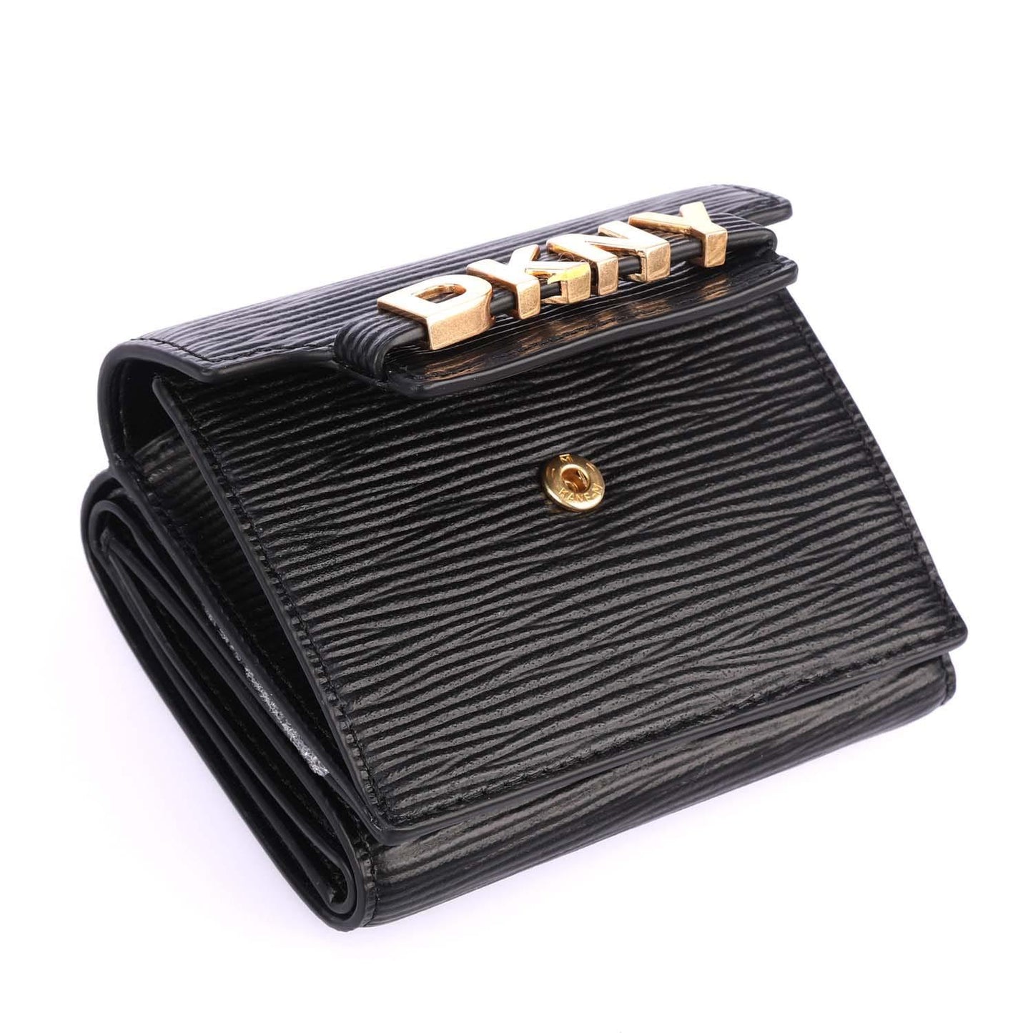 Black - Side - DKNY Avril Faux Leather Tri-Fold Wallet