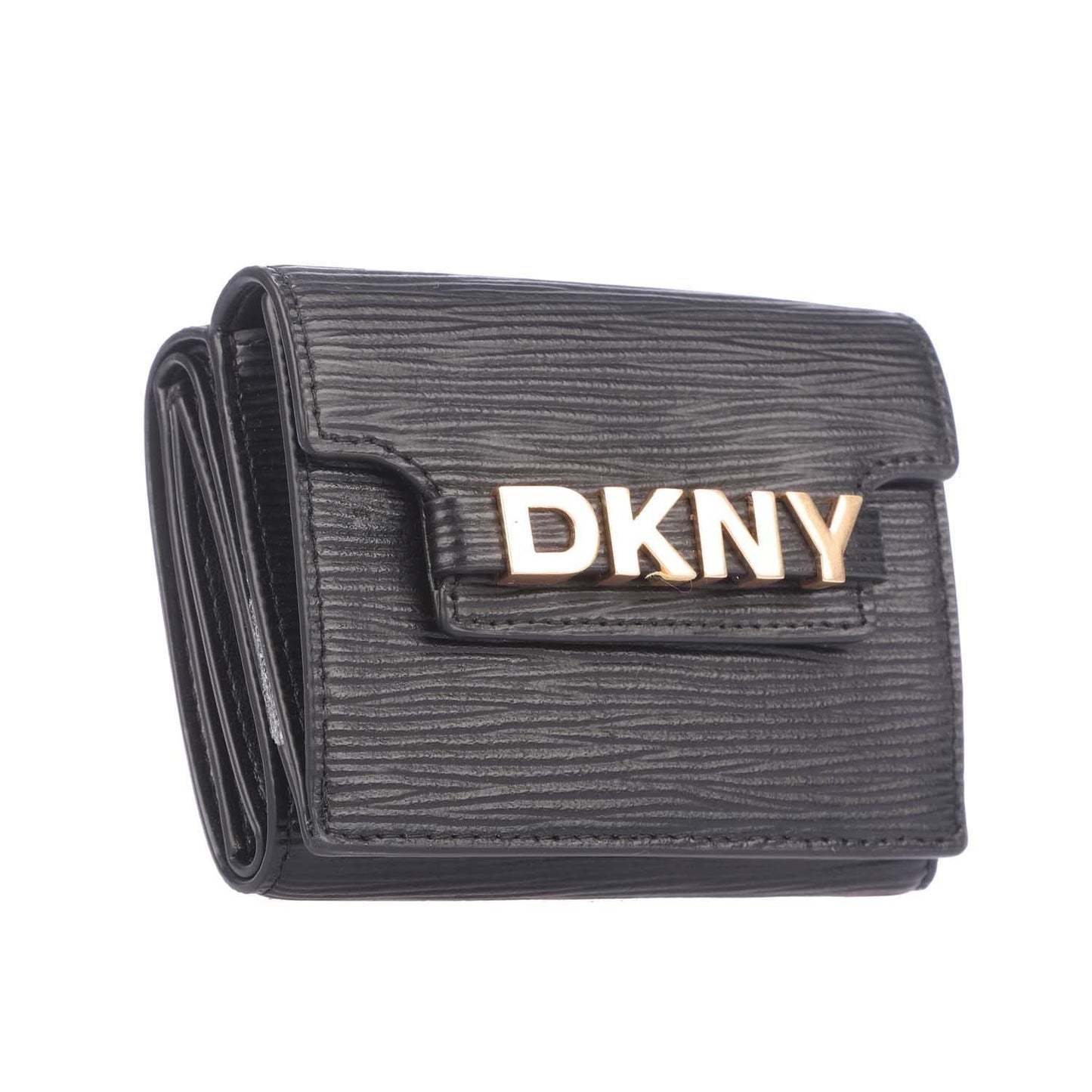 Black - Front - DKNY Avril Faux Leather Tri-Fold Wallet
