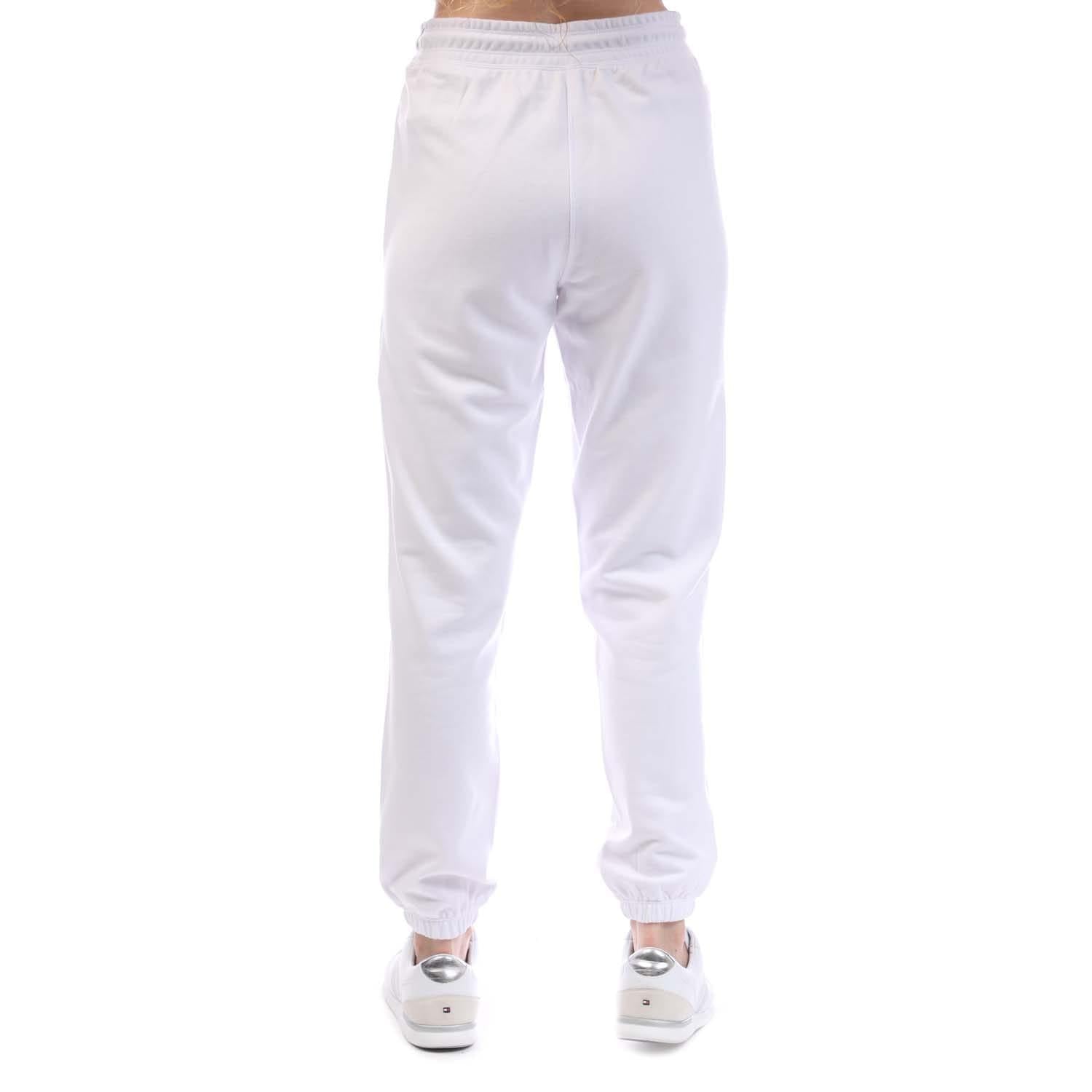 White - Side - DKNY Womens-Ladies Studded Logo Relaxed Fit Jogging Bottoms