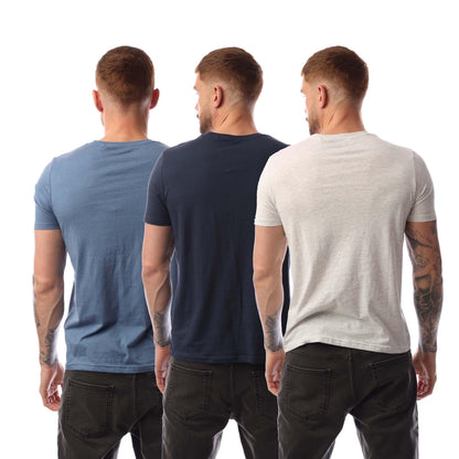 Blue-Cream-Navy - Back - Bench Mens Bognor T-Shirt (Pack of 3)