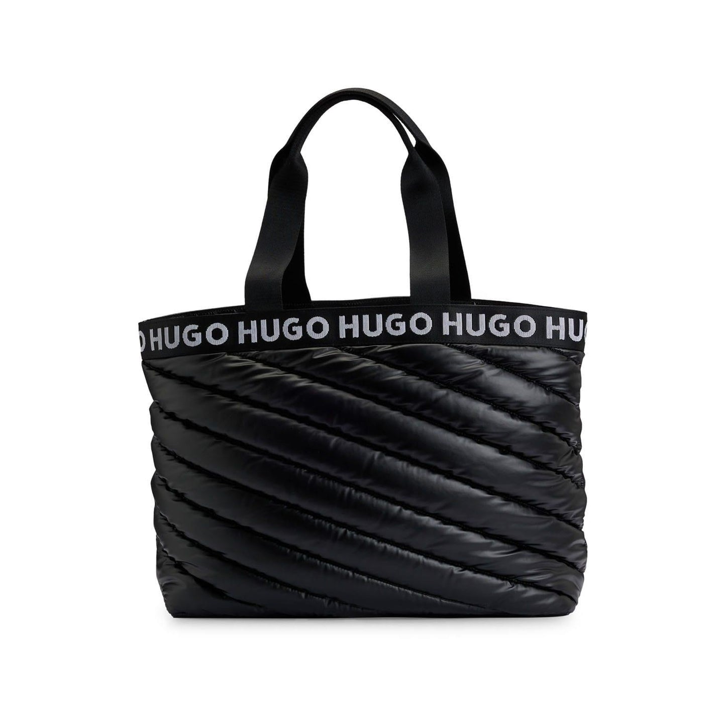 Black - Side - Hugo Becky Puffy Tote Bag