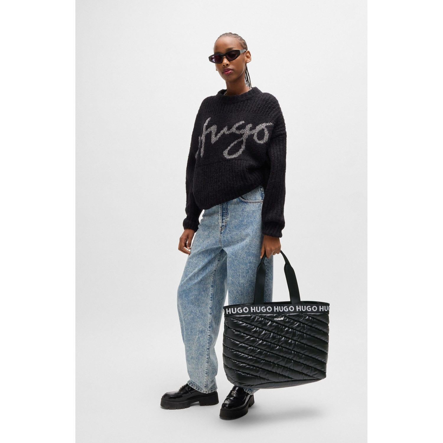 Black - Lifestyle - Hugo Becky Puffy Tote Bag