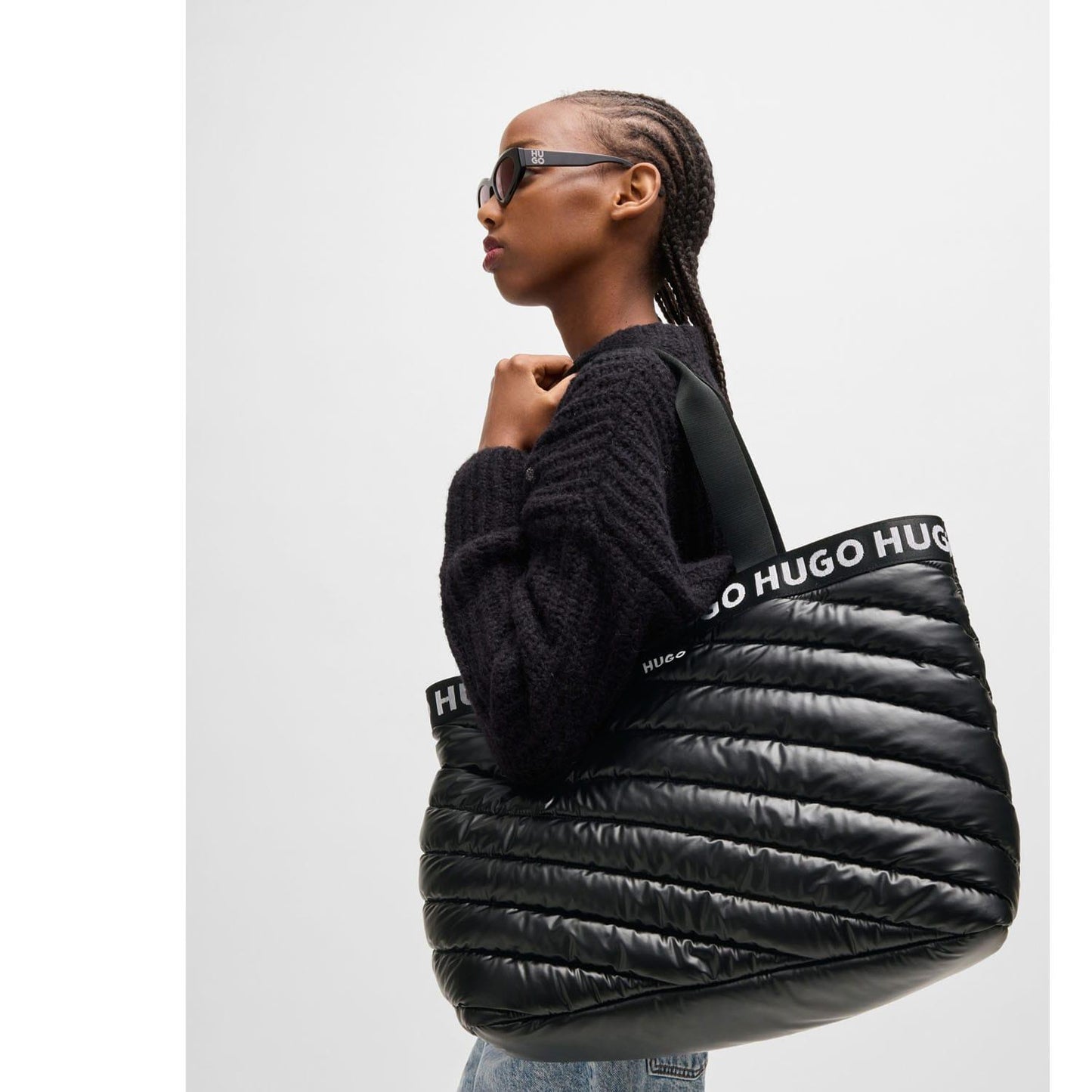 Black - Pack Shot - Hugo Becky Puffy Tote Bag