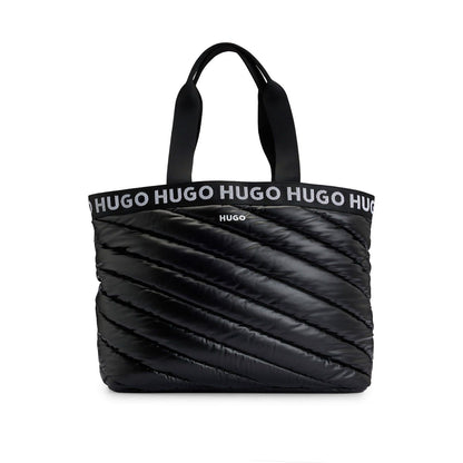 Black - Front - Hugo Becky Puffy Tote Bag
