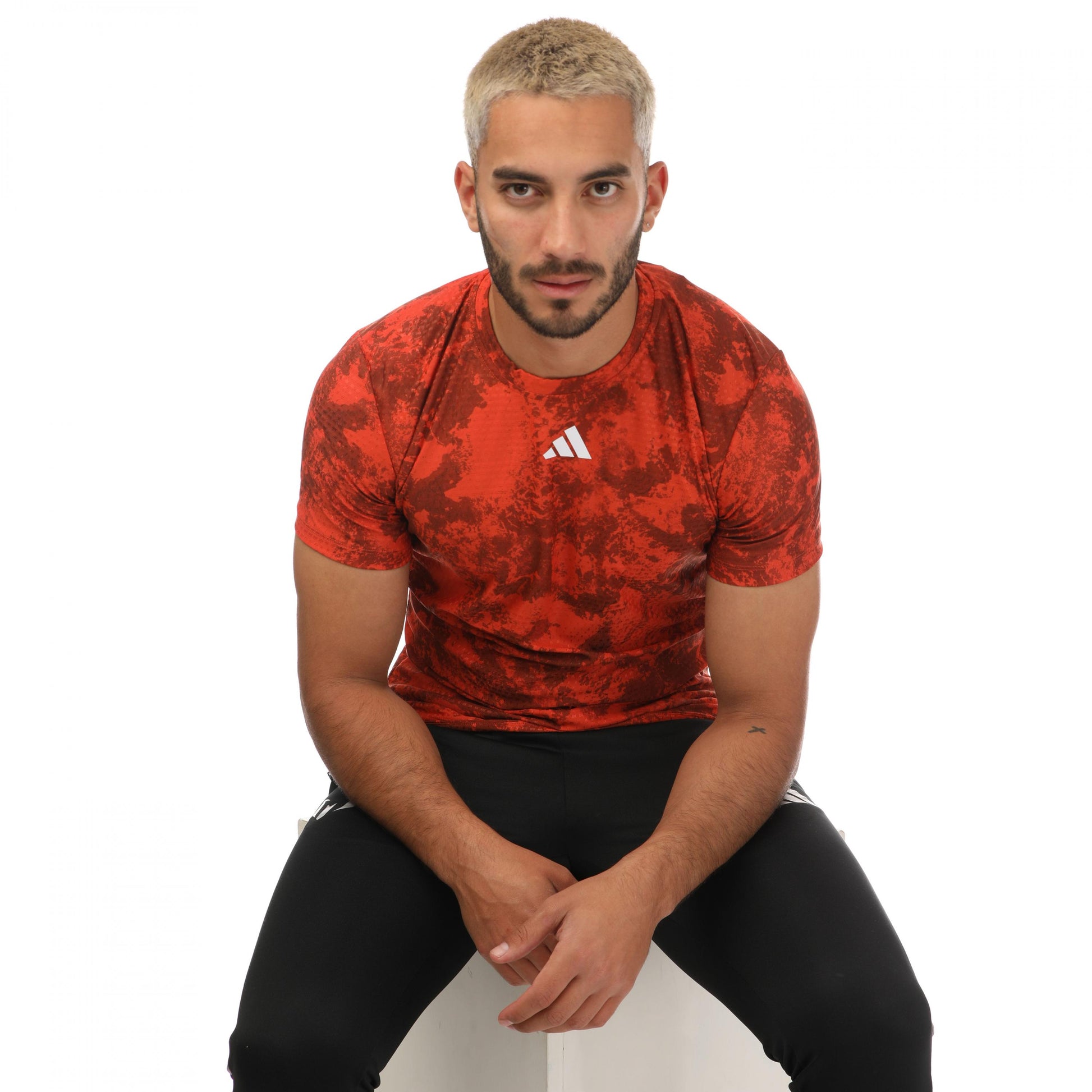 Red - Side - Adidas Mens Paris Tennis T-Shirt
