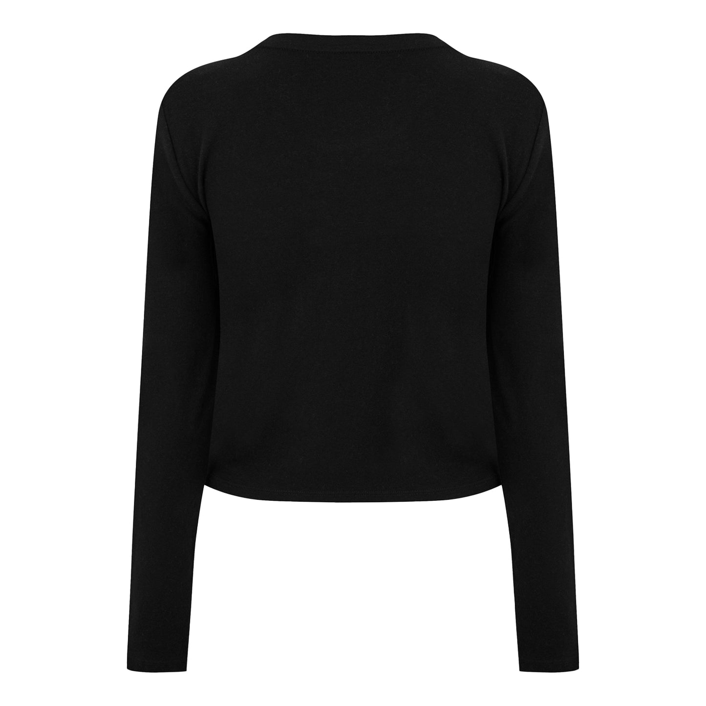 Black-White - Back - DKNY Womens-Ladies 1989 Logo Cropped Fitted Long-Sleeved T-Shirt