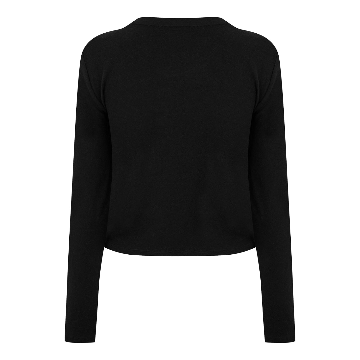 Black-White - Back - DKNY Womens-Ladies 1989 Logo Cropped Fitted Long-Sleeved T-Shirt