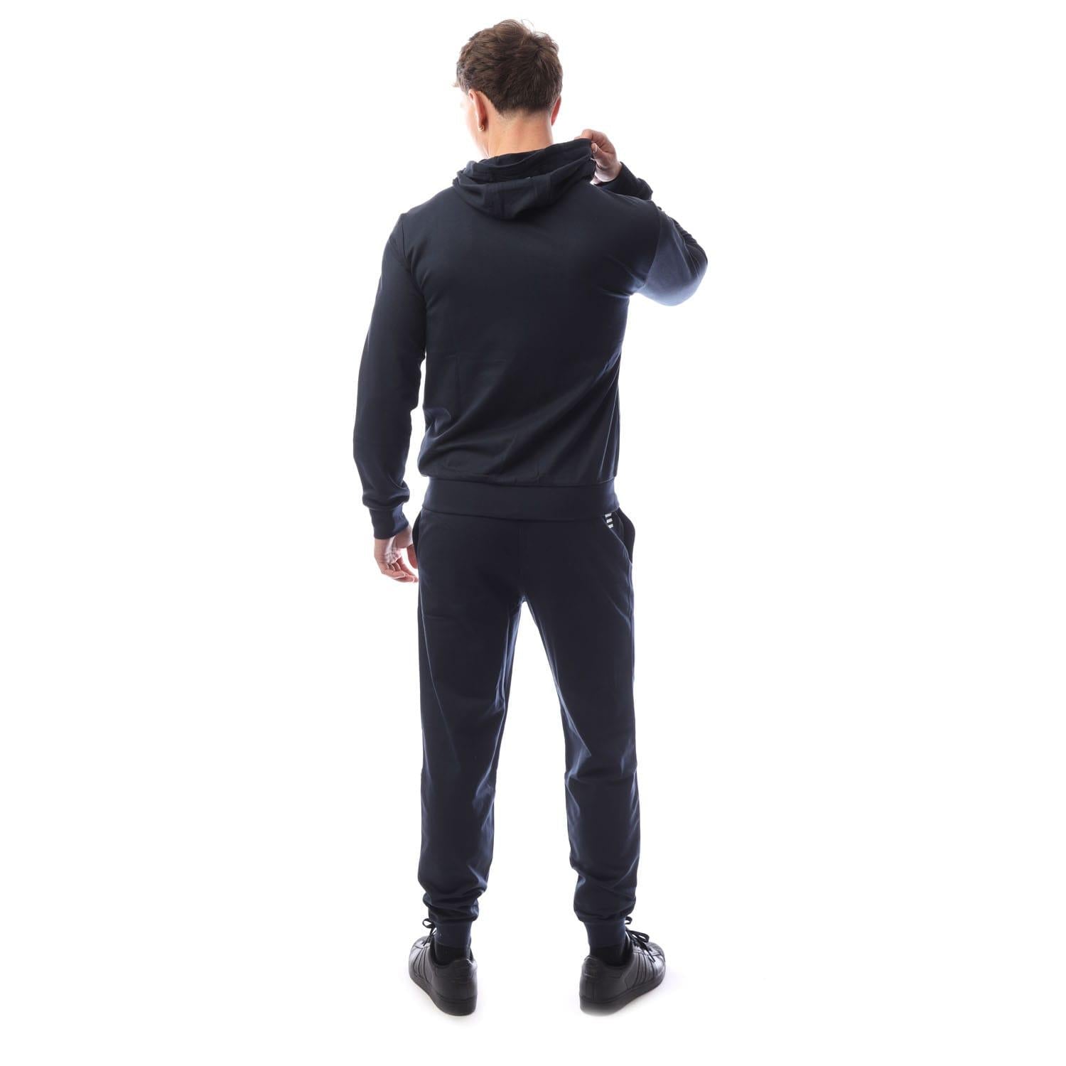 Navy - Back - Emporio Armani EA7 Mens Core Identity Full Zip Tracksuit