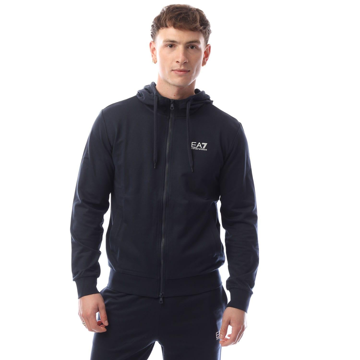 Navy - Side - Emporio Armani EA7 Mens Core Identity Full Zip Tracksuit