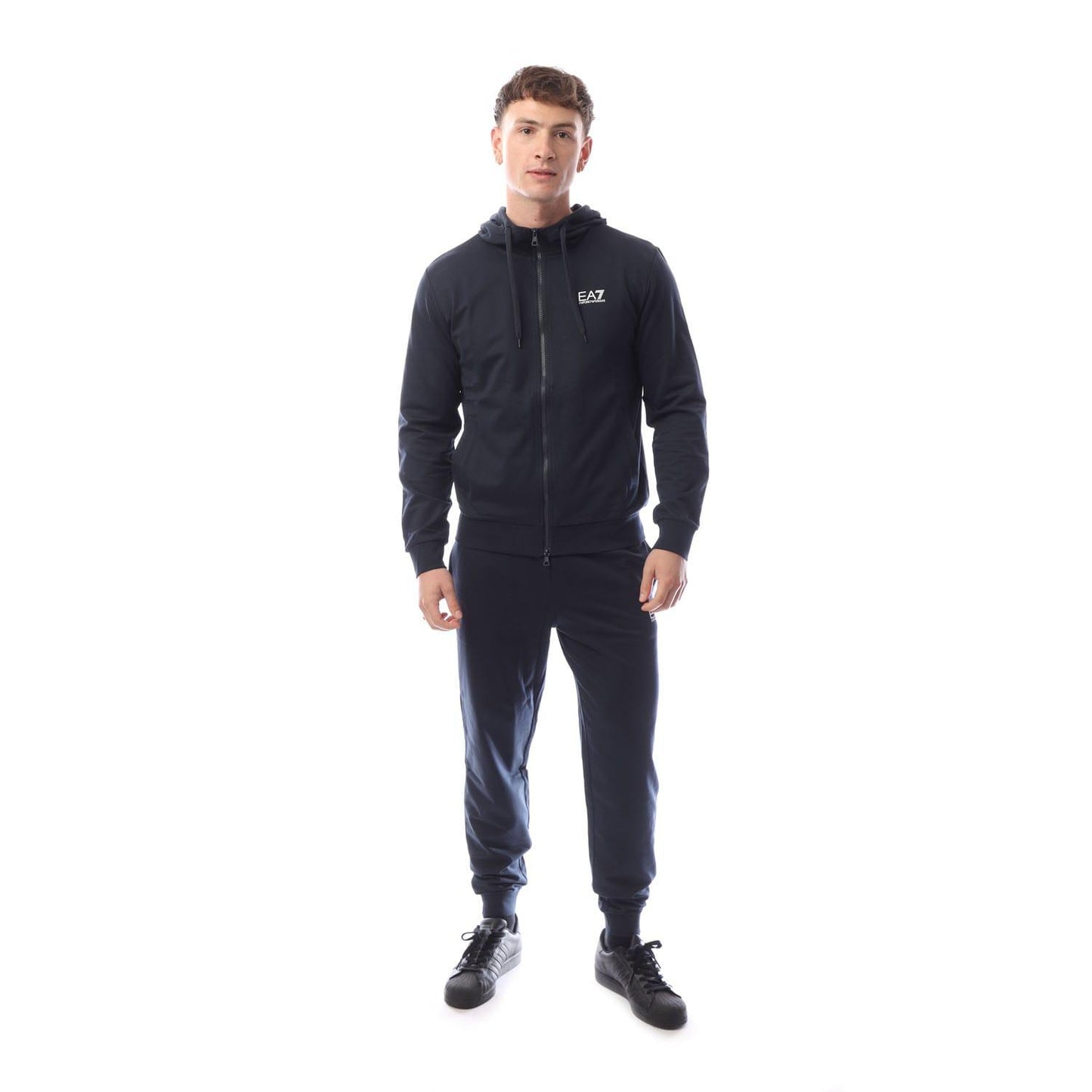 Navy - Front - Emporio Armani EA7 Mens Core Identity Full Zip Tracksuit