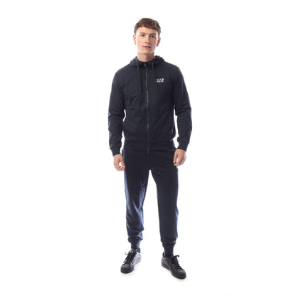 Navy - Front - Emporio Armani EA7 Mens Core Identity Full Zip Tracksuit