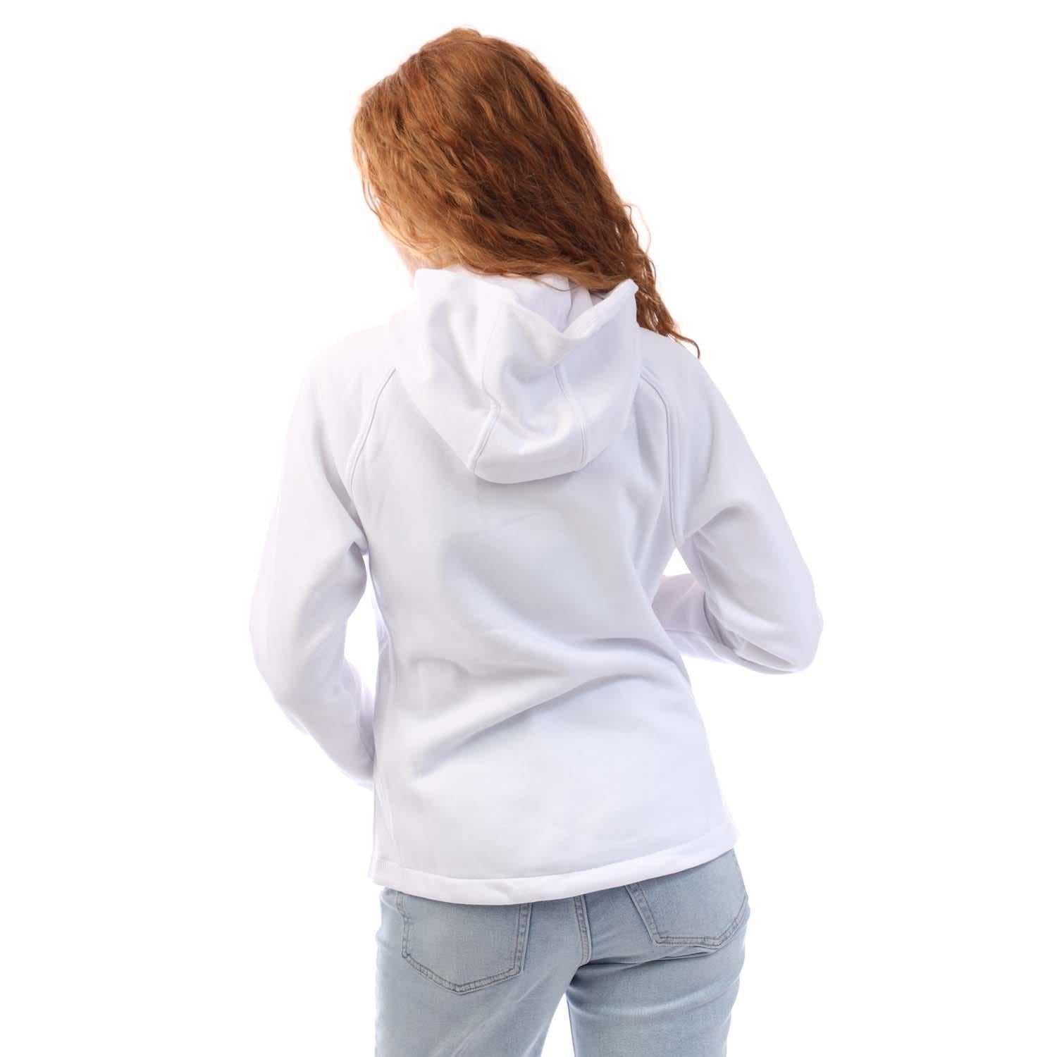 White - Back - DKNY Womens-Ladies Embellished Logo Fitted Full Zip Hoodie