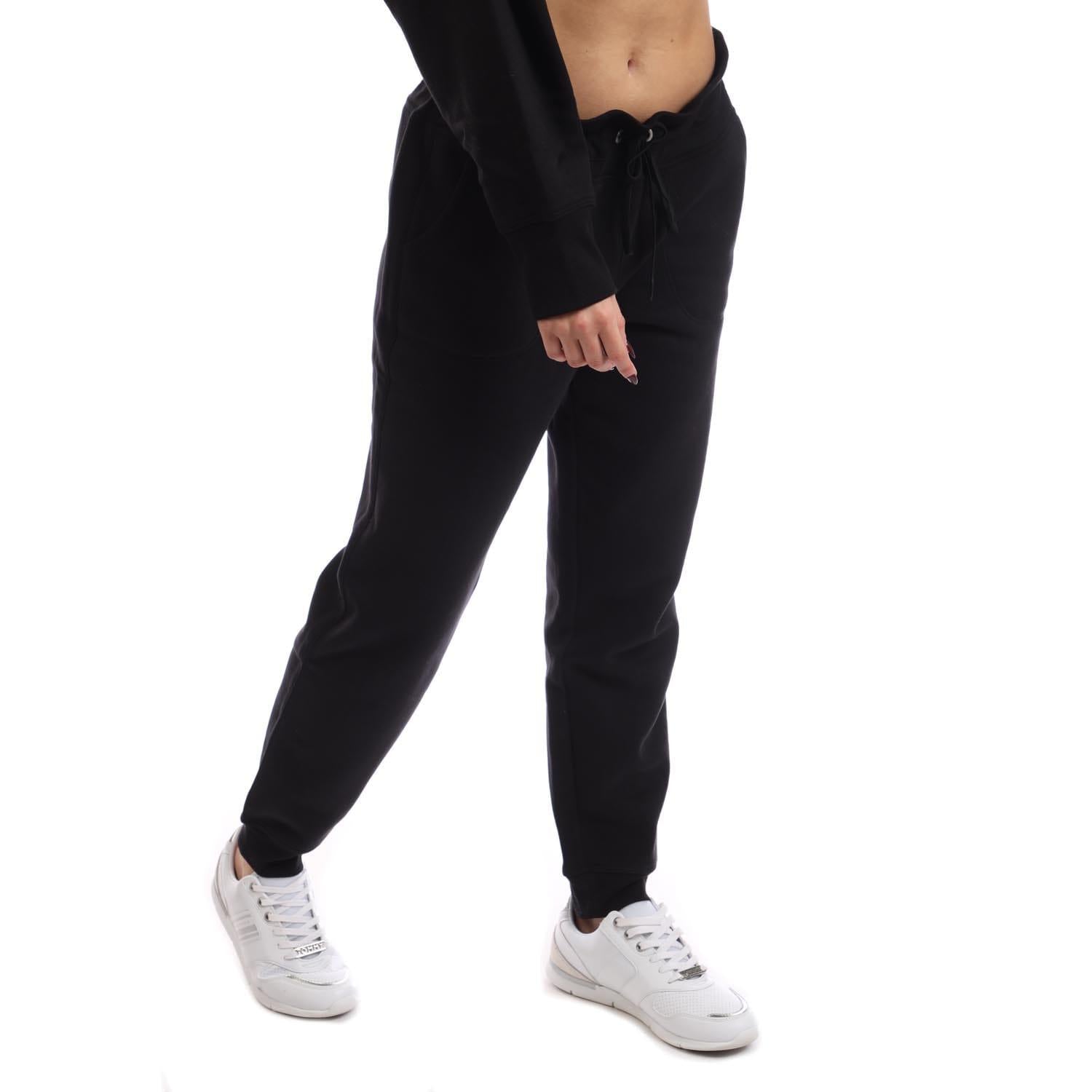 Black - Lifestyle - DKNY Womens-Ladies Embellished Logo Jogging Bottoms