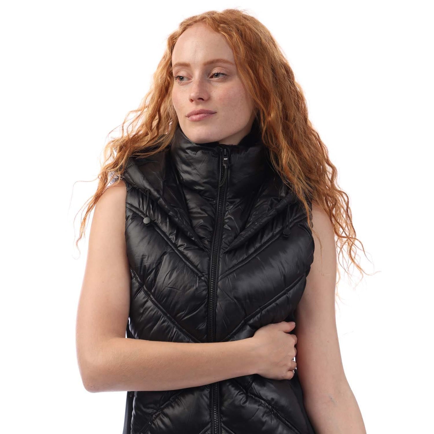 Black - Back - DKNY Womens-Ladies Hooded Puffer Gilet