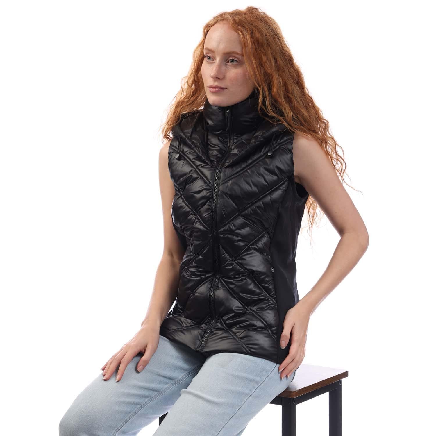 Black - Lifestyle - DKNY Womens-Ladies Hooded Puffer Gilet
