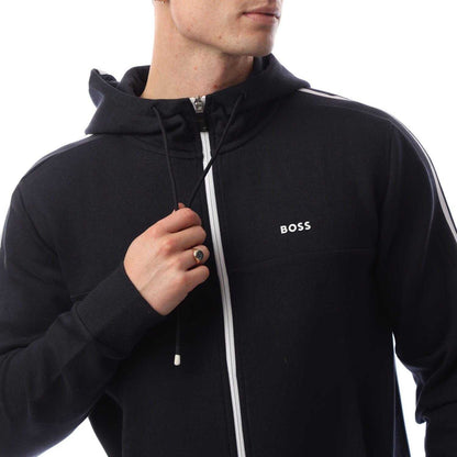 Dark Blue - Side - Boss Mens Saggynos Zipped Hooded Jacket