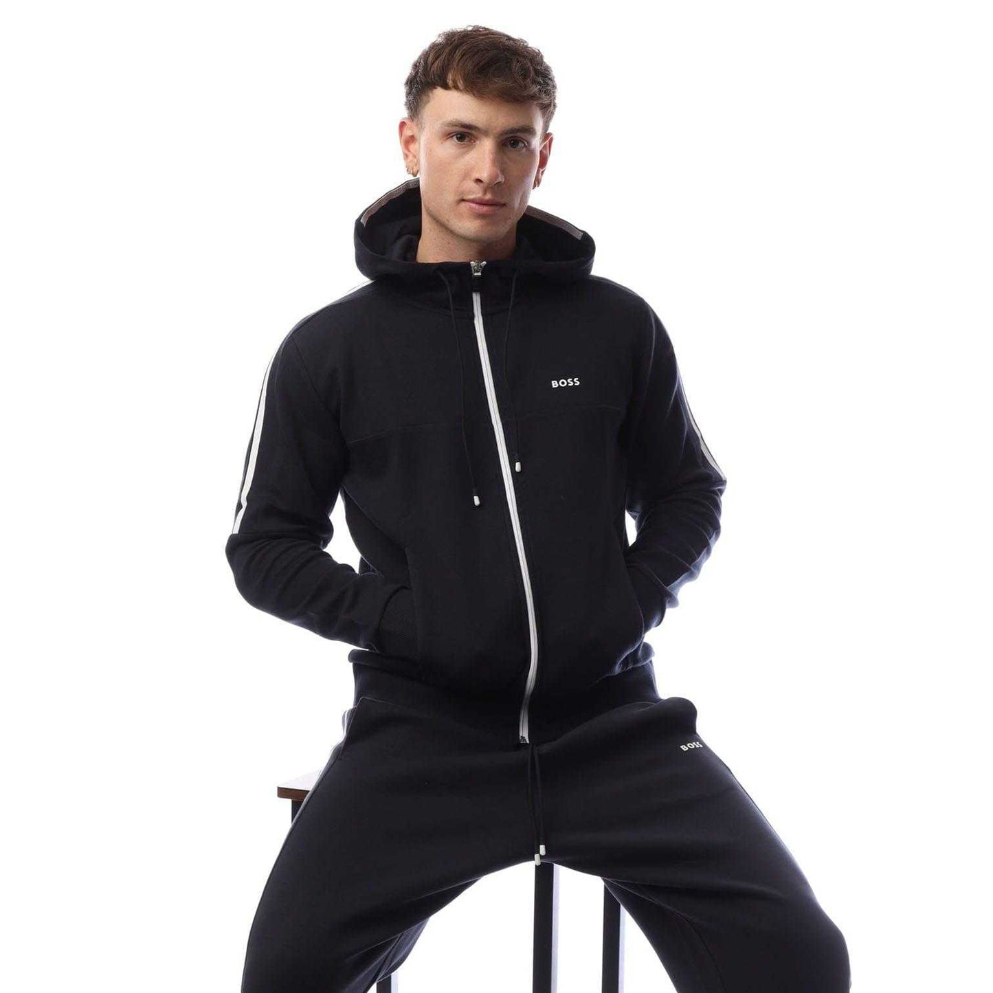 Dark Blue - Lifestyle - Boss Mens Saggynos Zipped Hooded Jacket