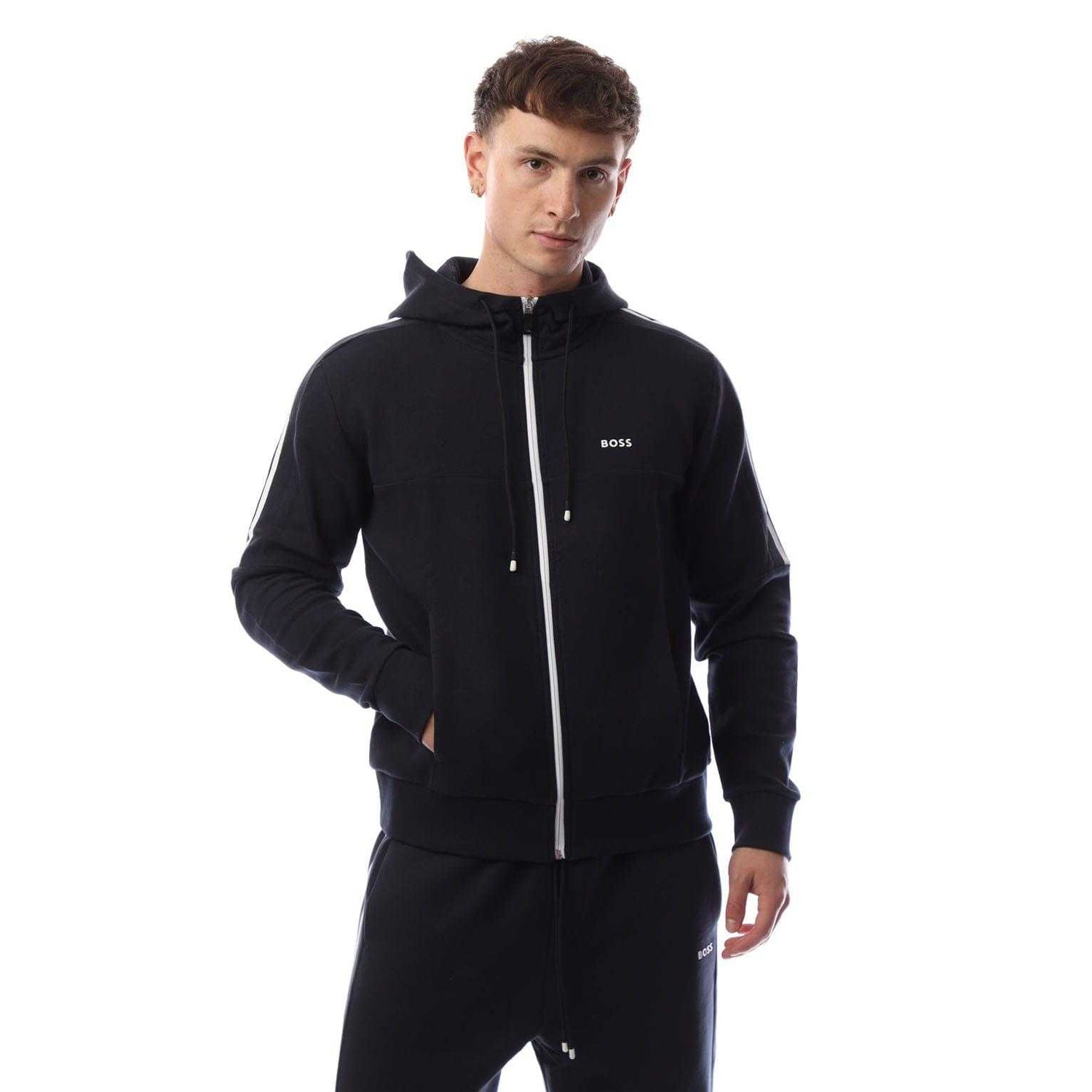 Dark Blue - Front - Boss Mens Saggynos Zipped Hooded Jacket