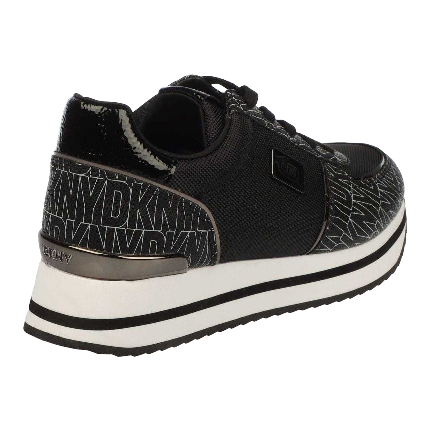 Black-Grey - Back - DKNY Womens-Ladies Davie Lace Up Trainers