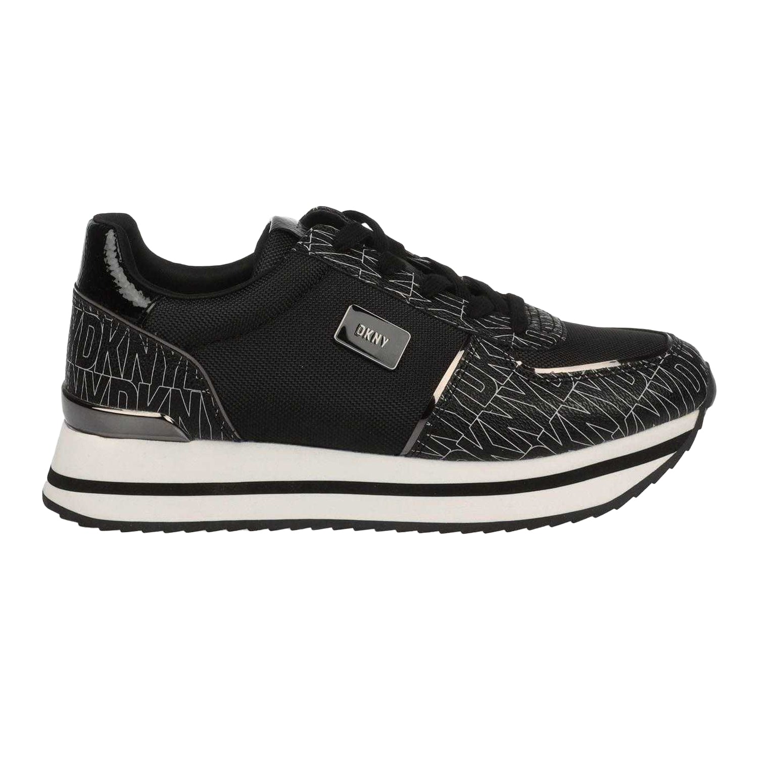 Black-Grey - Side - DKNY Womens-Ladies Davie Lace Up Trainers