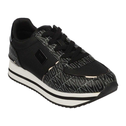 Black-Grey - Front - DKNY Womens-Ladies Davie Lace Up Trainers