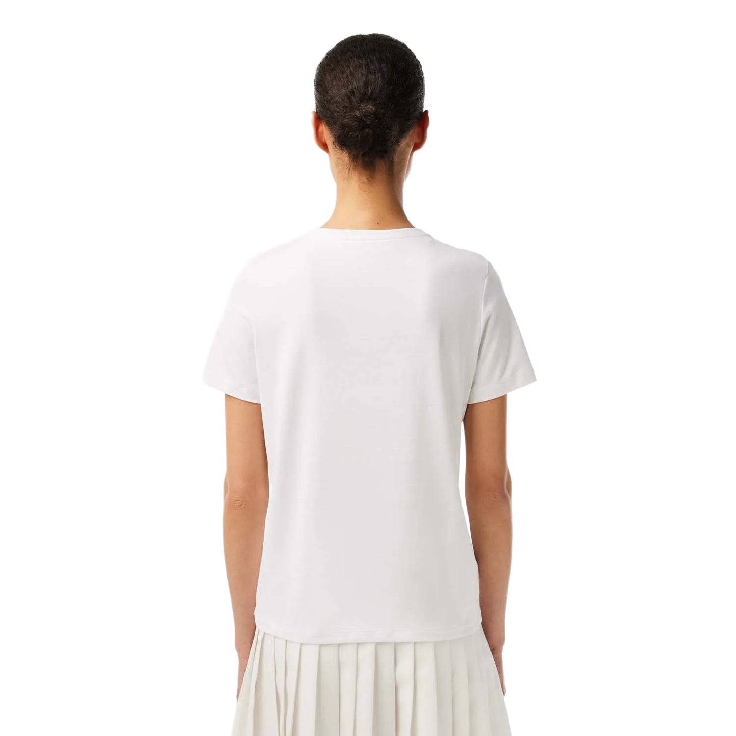White - Back - Lacoste Womens-Ladies V Neck Loose Fit T-Shirt