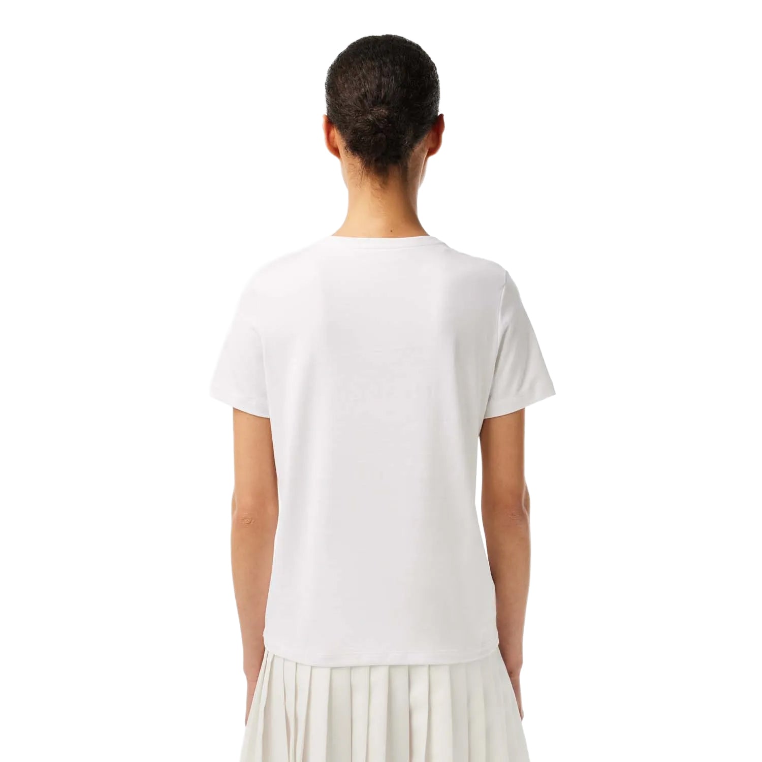 White - Back - Lacoste Womens-Ladies V Neck Loose Fit T-Shirt