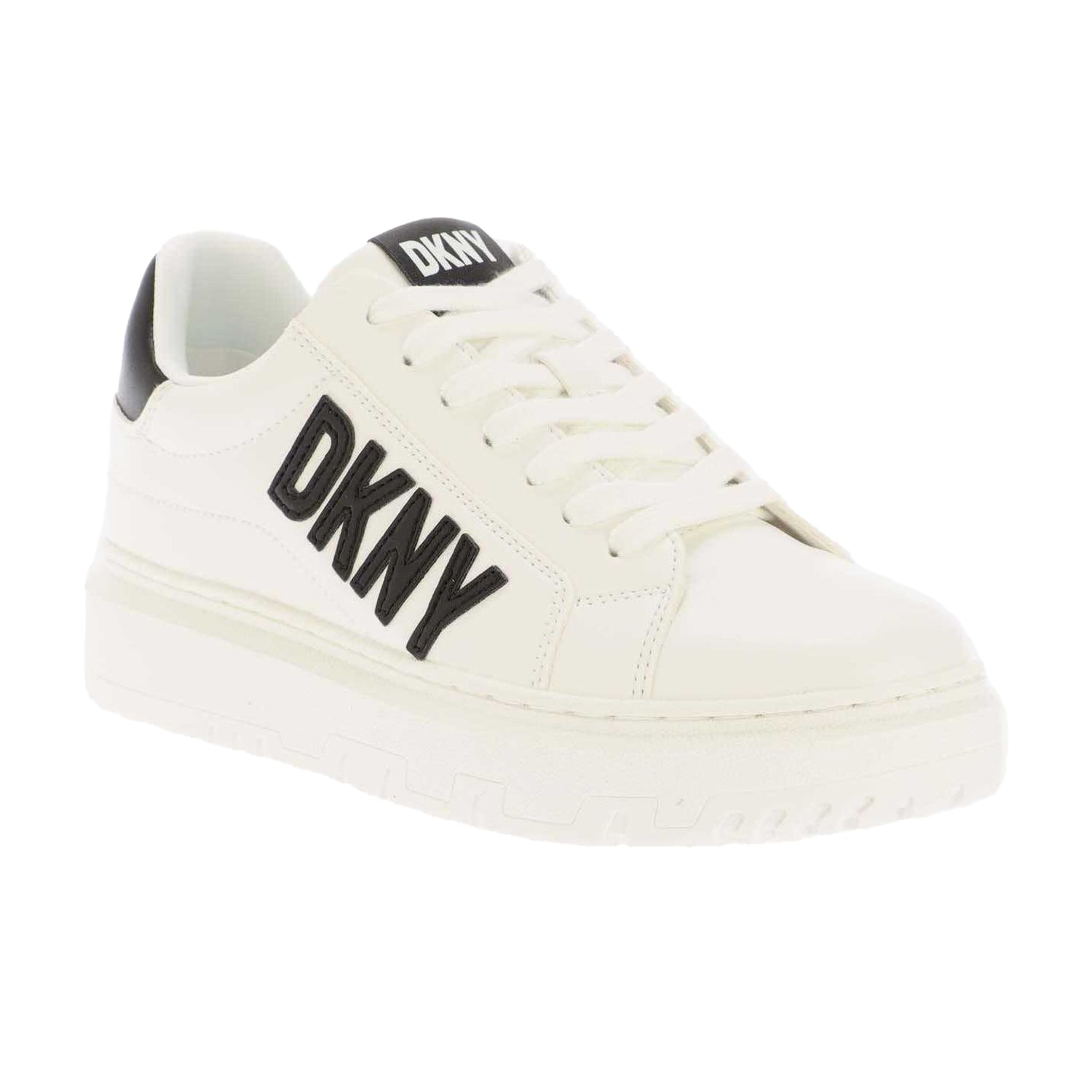 White-Black - Front - DKNY Womens-Ladies Minda Trainers