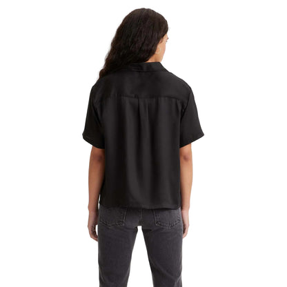Black - Back - Levis Womens-Ladies Ember Short-Sleeved Bowling Shirt