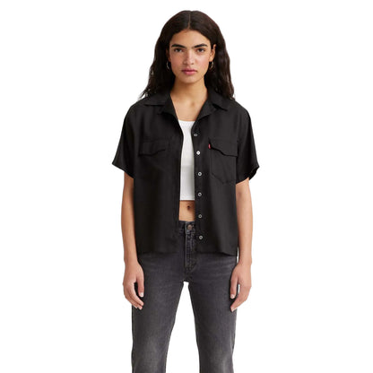 Black - Side - Levis Womens-Ladies Ember Short-Sleeved Bowling Shirt