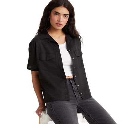 Black - Lifestyle - Levis Womens-Ladies Ember Short-Sleeved Bowling Shirt