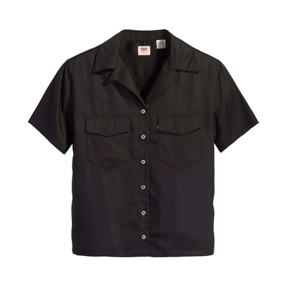 Black - Front - Levis Womens-Ladies Ember Short-Sleeved Bowling Shirt