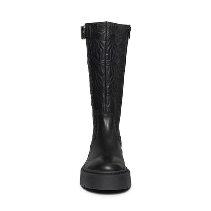 Black - Side - Steve Madden Womens-Ladies Gelina Leather Knee-High Boots